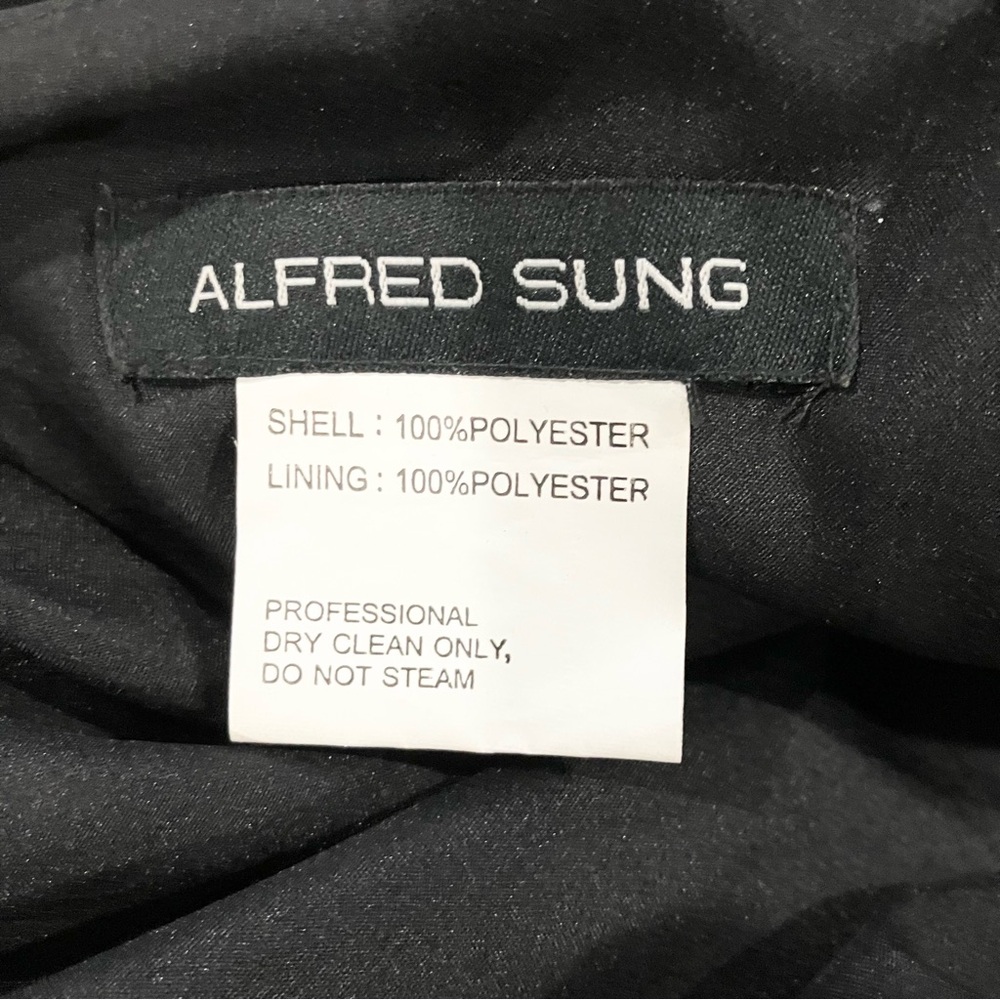 ALFRED SUNG One-Shoulder Black Evening Gown - Picture 8 of 17